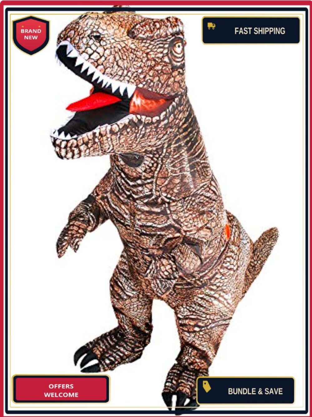 Inflatable Dinosaur Costume Adult T-Rex Full Body Blow Up Halloween Funny